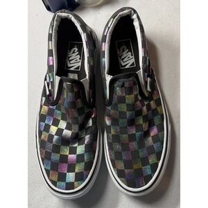 Vans Classic Slip On Iridescent Rainbow Checkerboard Size 7.5 Unisex